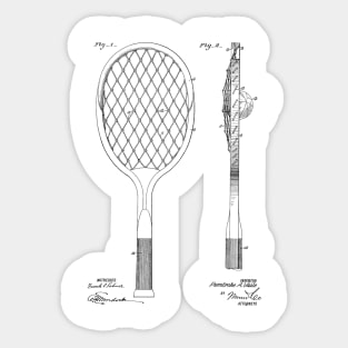 Tennis Racket Vintage Patent Hand Drawing Sticker